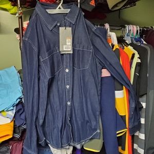 Harley Davidson Woven Denim Long Sleeve Shirt Mens Large